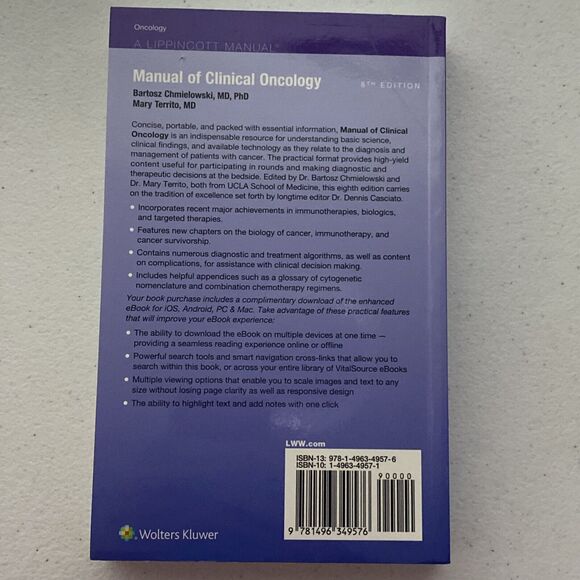 Manual of Clinical Oncology 8th Ed. by Chmielowski, Bartosz; Territo, Mary NEW - Picture 2 of 5
